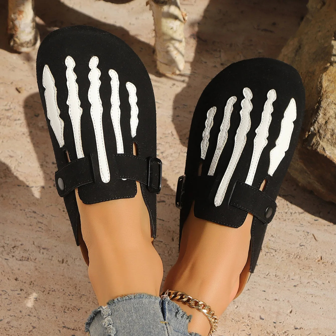 Skeleton Women's Cork Mules