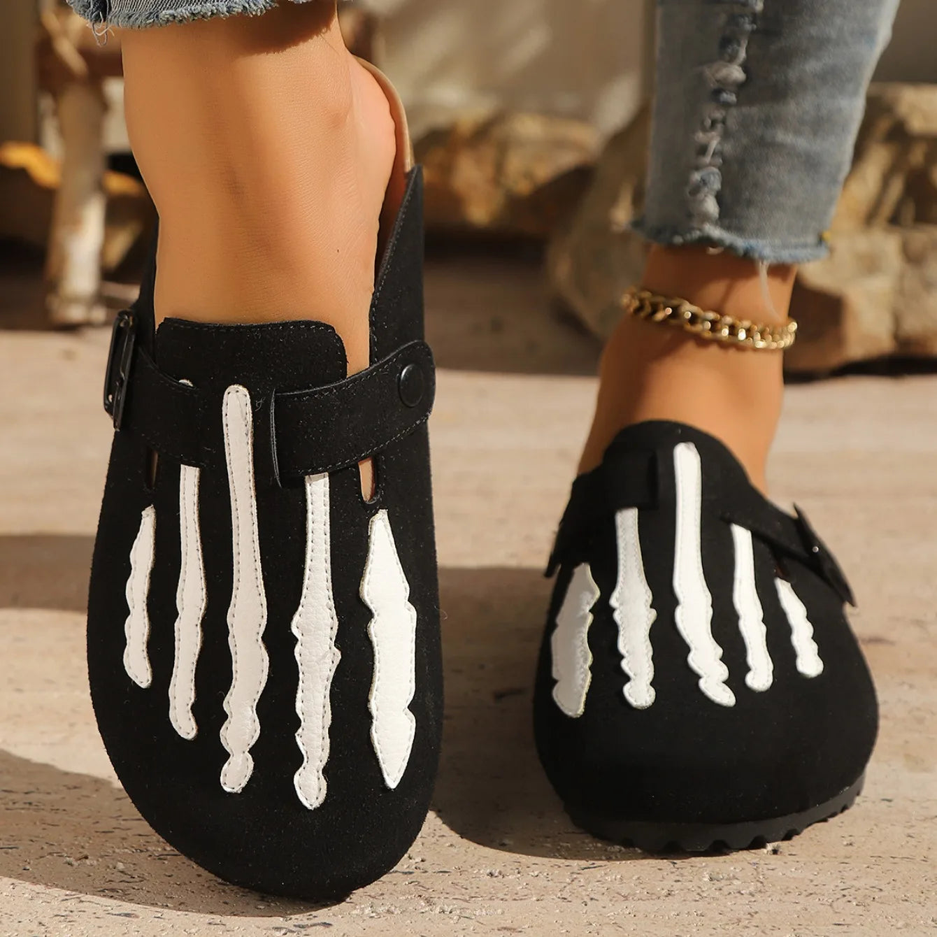 Skeleton Women's Cork Mules