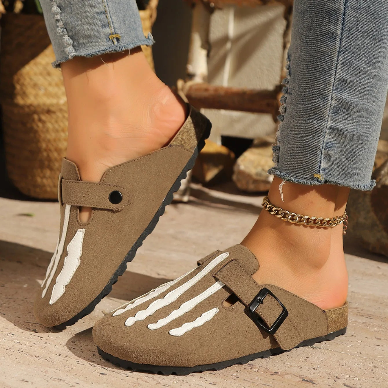 Skeleton Women's Cork Mules
