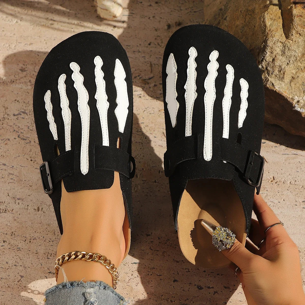 Skeleton Women's Cork Mules