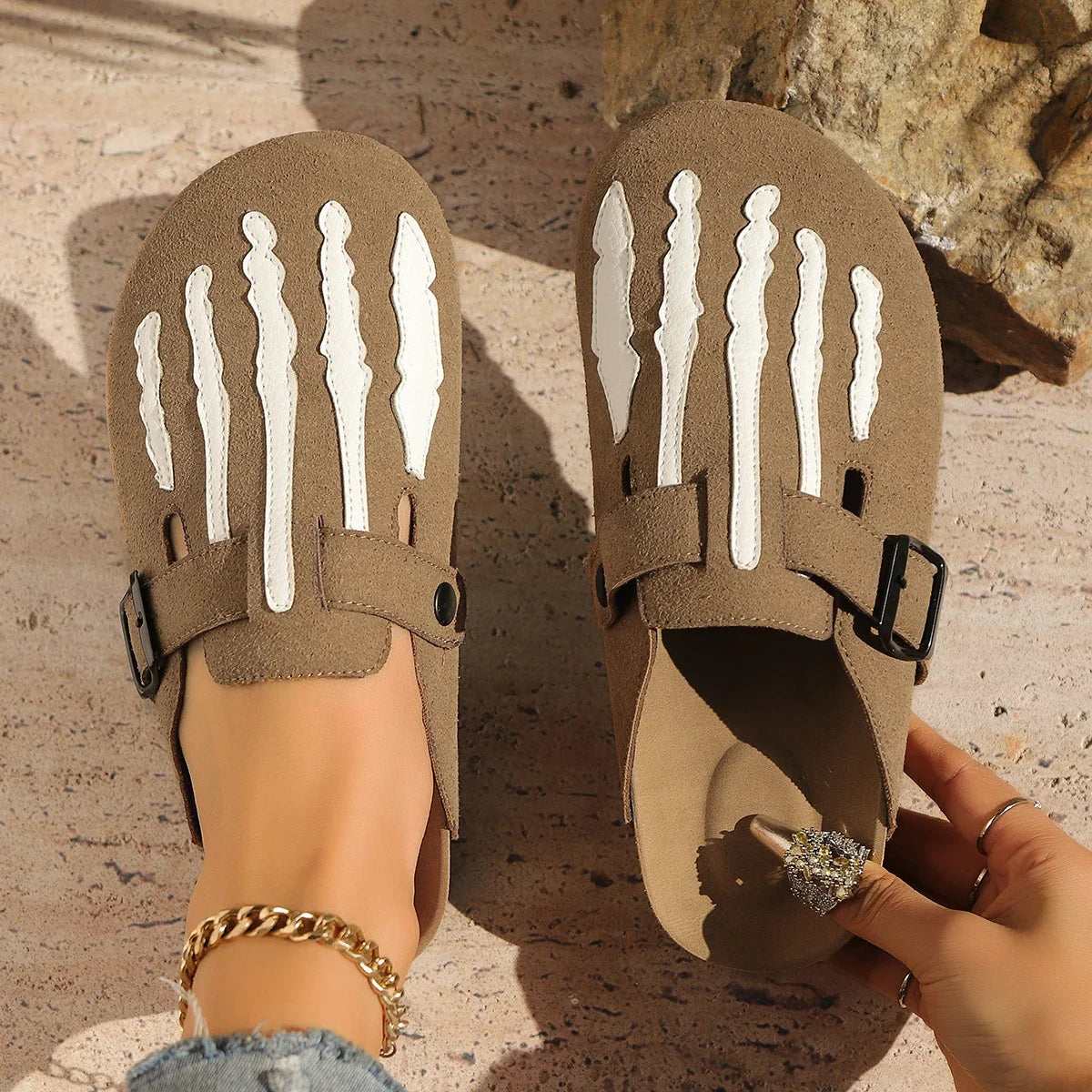 Skeleton Women's Cork Mules
