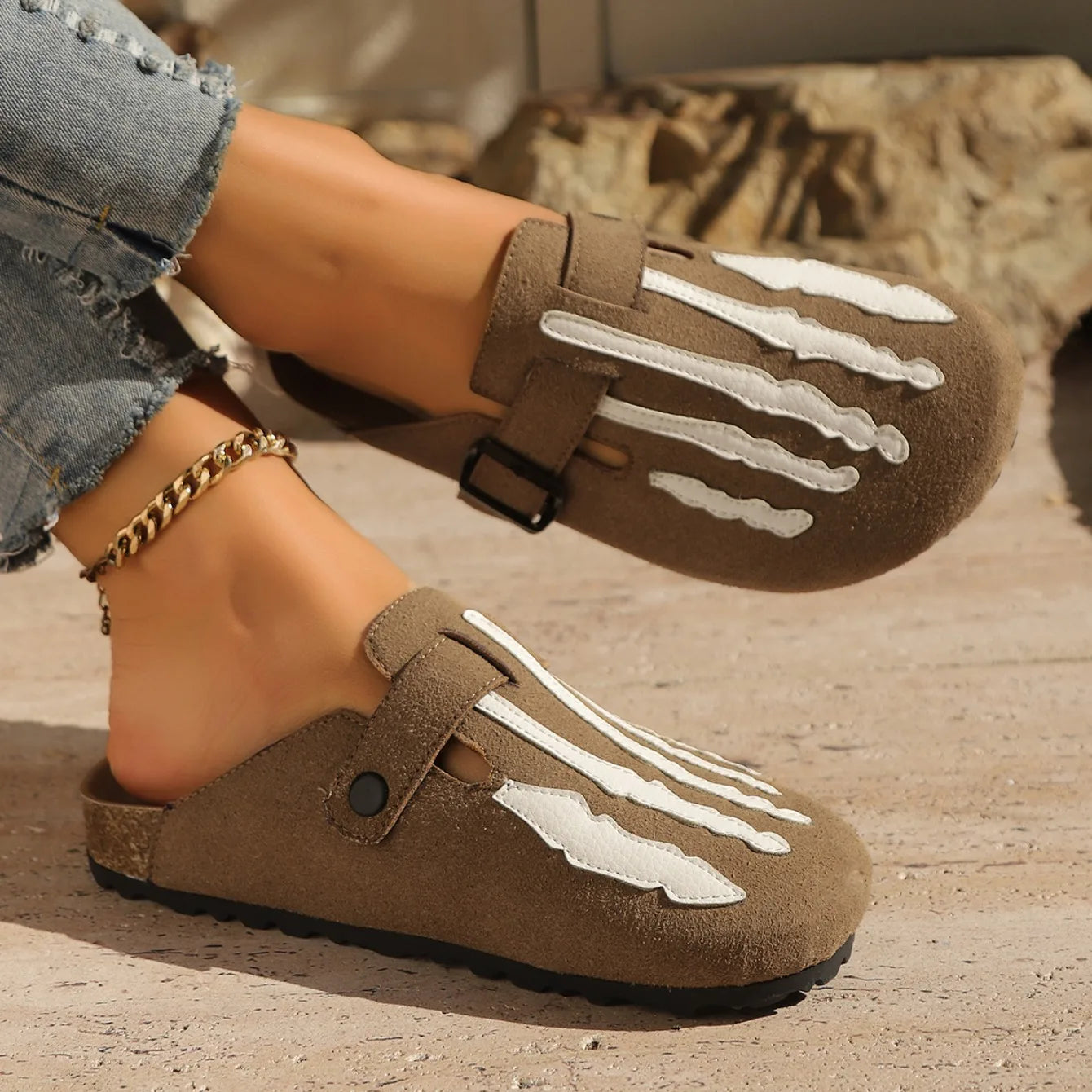 Skeleton Women's Cork Mules