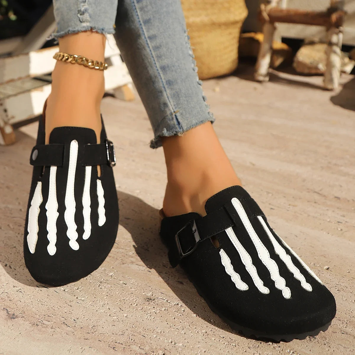 Skeleton Women's Cork Mules